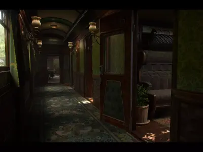 Victorian Train Interior Environment Pack Low-poly 3D model