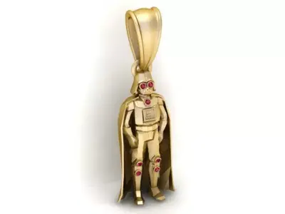 Galactic Droid Pendant  Gemstone Accent 3D  3D print model