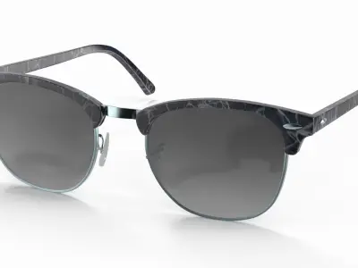 Clubmaster Shape Grey Lens Sunglasses 3D model