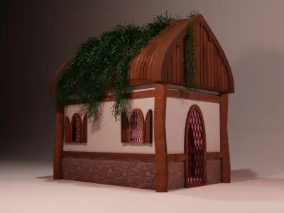 Tiny Garden House with moss  Free low-poly 3D model