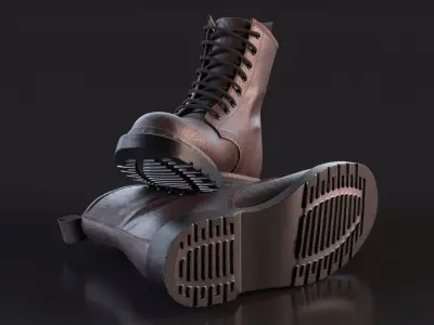 Rocker Lace Up Boots Brown 3D model