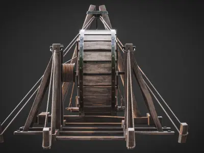 Crane Medieval Type 2 Low Poly Low-poly 3D model