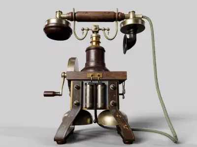 19th Century Vintage Telephone Low-poly 3D model