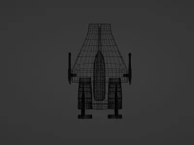 Low-Poly A-Wing spaceship flying in sky 3D print model