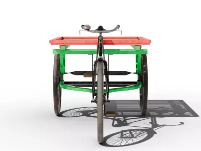 Old style van cart Low-poly 3D model