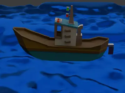 fishin boat for your game Low-poly 3D model