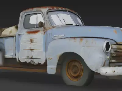 Vintage Old scratched rugged broken Blue Pickup Truck 3D Model 3D model