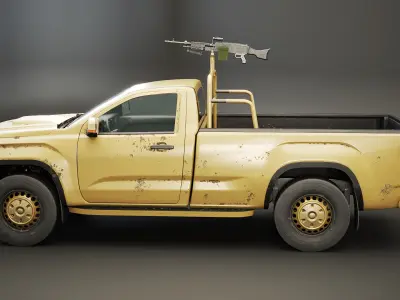 Generic Military Pickup with Machine Gun Desert Camo 3D model