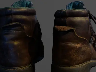 Old Boots Low-poly 3D model