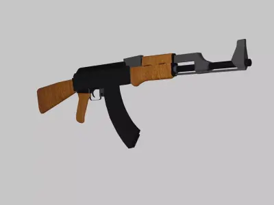 AK47 and bullets Low-poly 3D model