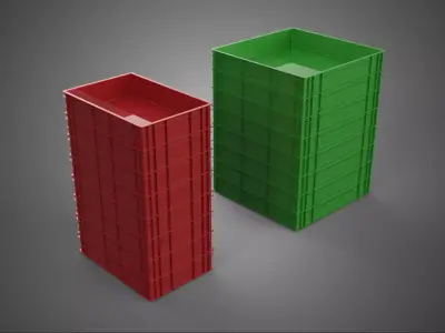 STACK STACKED PLASTIC PALLET SHALLOW CRATE BOX CONTAINER STORAGE 3D model