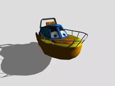 Speedboat cartoon boat Low-poly 3D model