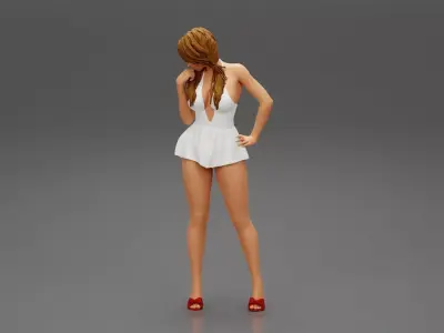 sexy girl in mini dress thinking 3D print model