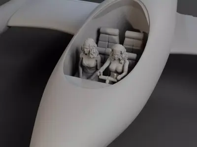 Wonder Woman Invisible Jet - Vehicle and 2 Seated Figures 3D print model