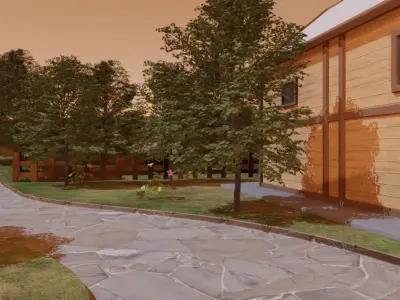 Village Landscape Scene 3D model