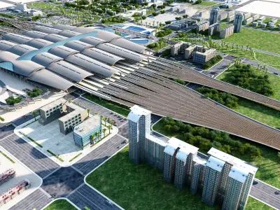 High-Speed Railway Station 3D model purchase