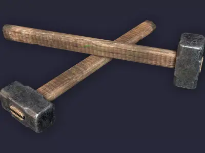 Sledgehammer metal hammer Low-poly 3D model