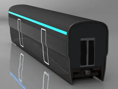 Futuristic Passenger Wagon Black 3D model