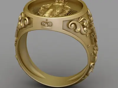 Antique Religious Ring 3D print model