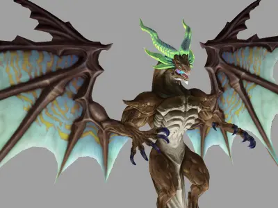 Dragon with eyes Low-poly 3D model