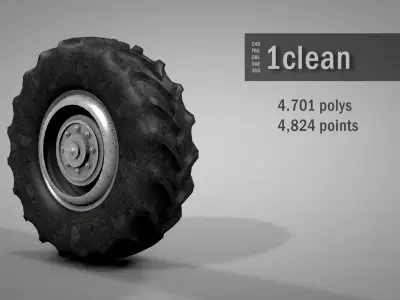 Truck Wheels Pack Low-poly 3D model