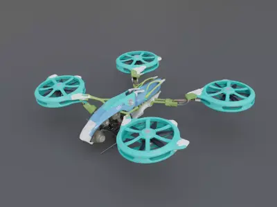 Futuristic quad copter drone Low-poly 3D model
