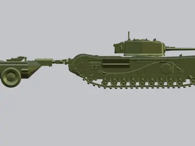 Churchill Crocodile with trailer - UK - WW2 and Korean War 3D print model
