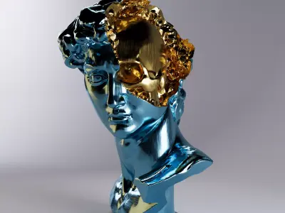 Ruined antique bust with insides of a skull 3D model