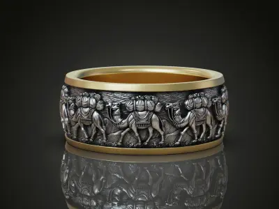 Camel Caravan Band Ring with Excellent Detailing 3D print model