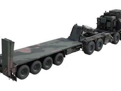 Rheinmetall HX81 Military Truck with Troller Low-poly 3D model