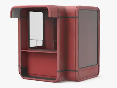 K67 Modular Street Kiosk Red Old 3D model