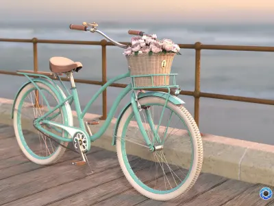 Womens Beach Cruiser Bicycle 3D model