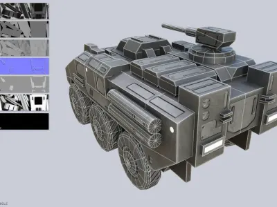 Low poly scifi battle vehicle Low-poly 3D model