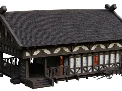 Old Medieval Building House 4K Textures GameReady 50 Low-poly 3D model