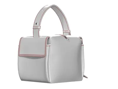 White Leather Box Pocket Bag 3D model