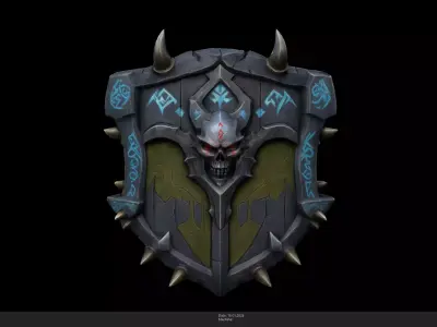Stylized Demon Skull Shield Low-poly 3D model