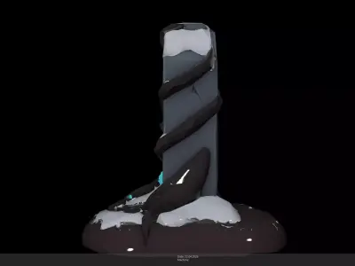 Stylized Frozen Grave Tombstone Game Ready - AI Low-poly 3D model