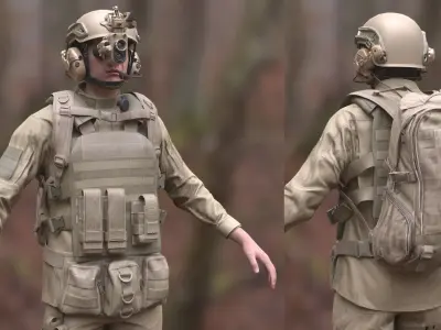 Mens Military Uniforms - Modular - Rigged 3D Model Pack