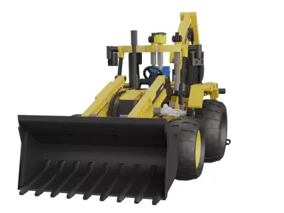 Lego Backhoe Loader Low-poly 3D model
