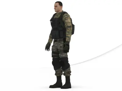  Desert Camo US Soldier Army Combat 3D Character Low-poly 3D model