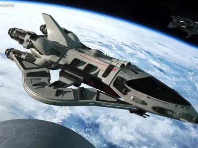  Futuristic Space Fighter Craft White 
