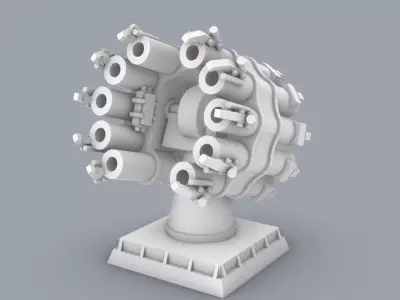 RBU-6000 Smerch-2 Low-poly 3D model