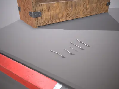 Wooden toolbox and tools Low-poly 3D model