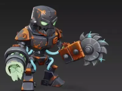Chibi Combat Mech  Industrial Saw Blade Destroyer 3D model