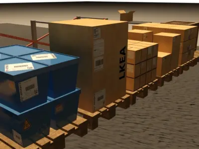 Modular Warehouse and Warehouse demo Free low-poly 3D model