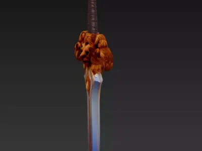 Lion Fang Dagger - Ornate Fantasy Short Blade Sculpture 3D model