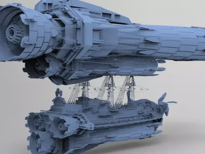 Sci fi Airship Space design 3 3D model