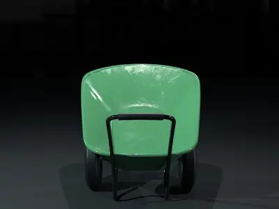 Gardening Cart GreenPainted Low-poly 3D model