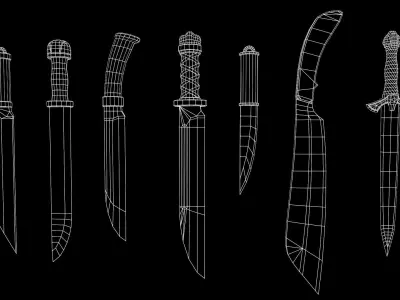 Vikings Swords and Knifes set Low-poly 3D model
