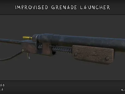 Improvised grenade launcher Low-poly 3D model